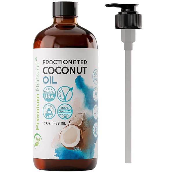 FRACTIONATED COCONUT OIL FOR SKIN MOISTURIZER WITH PUMP MASSAGE OILS BEST CARRIER FOR ESSENTIAL OILS MIXING BODY OUL FOR DRY SKIN MOISTURIZER NATURAL OI FOR FACE HAIR BODY 16OZ