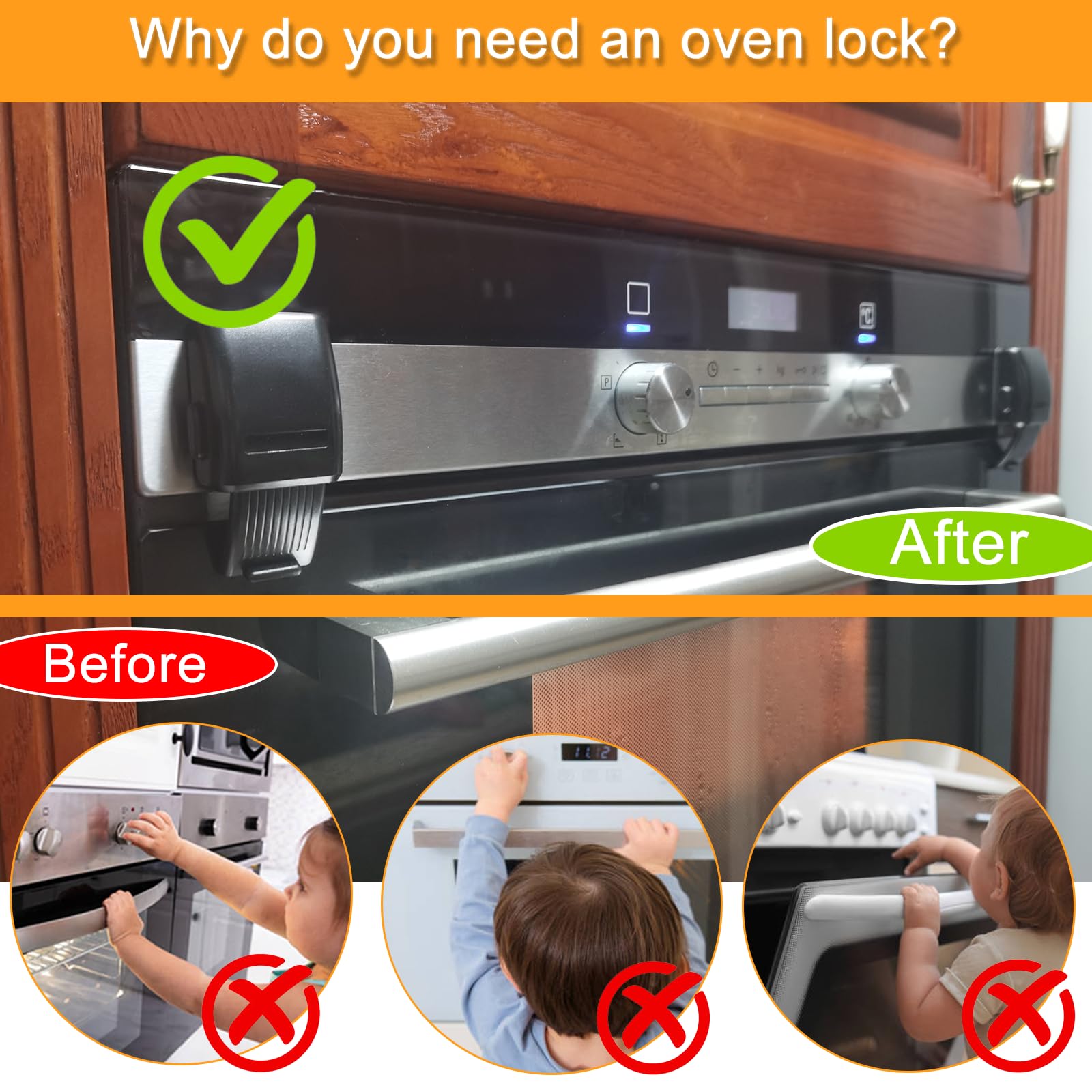 PILISPARK 2 PCS Oven Lock Child Safety, Baby Proofing Oven Lock Child Safety for Toddlers, Easy to Install Oven Safety Locks & Dishwasher Door Lock for Baby Safety