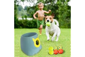 BESTHLS Automatic Dog Ball Launcher Interactive Tennis Ball Thrower Machine for Small Medium Dogs Fetching Distance 10-30ft (Blue)