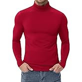 Poriff Men's Turtleneck Tops Fleece Lined Pullover Thermal Long Sleeve Casual Slim Fit Basic Sweater
