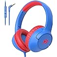 Kids Headphones Wired with Microphone for School, 85/94dB Volume Limit, Wired Over Ear Headphones for Kids Boys with Cord, St