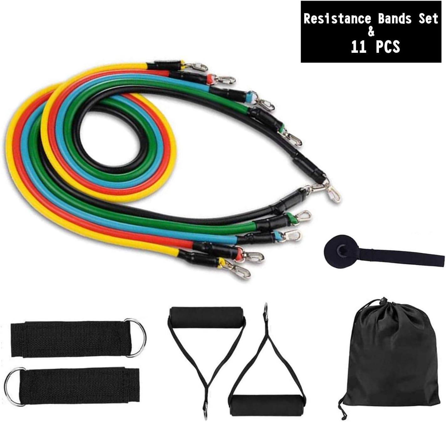 VAGYD Resistance Bands Set, Including Stackable Exercise Bands with Door Anchor, Foam Handle, Metal Foot Ring & Carrying Case for Resistance Training, Physical Therapy, Home Workouts