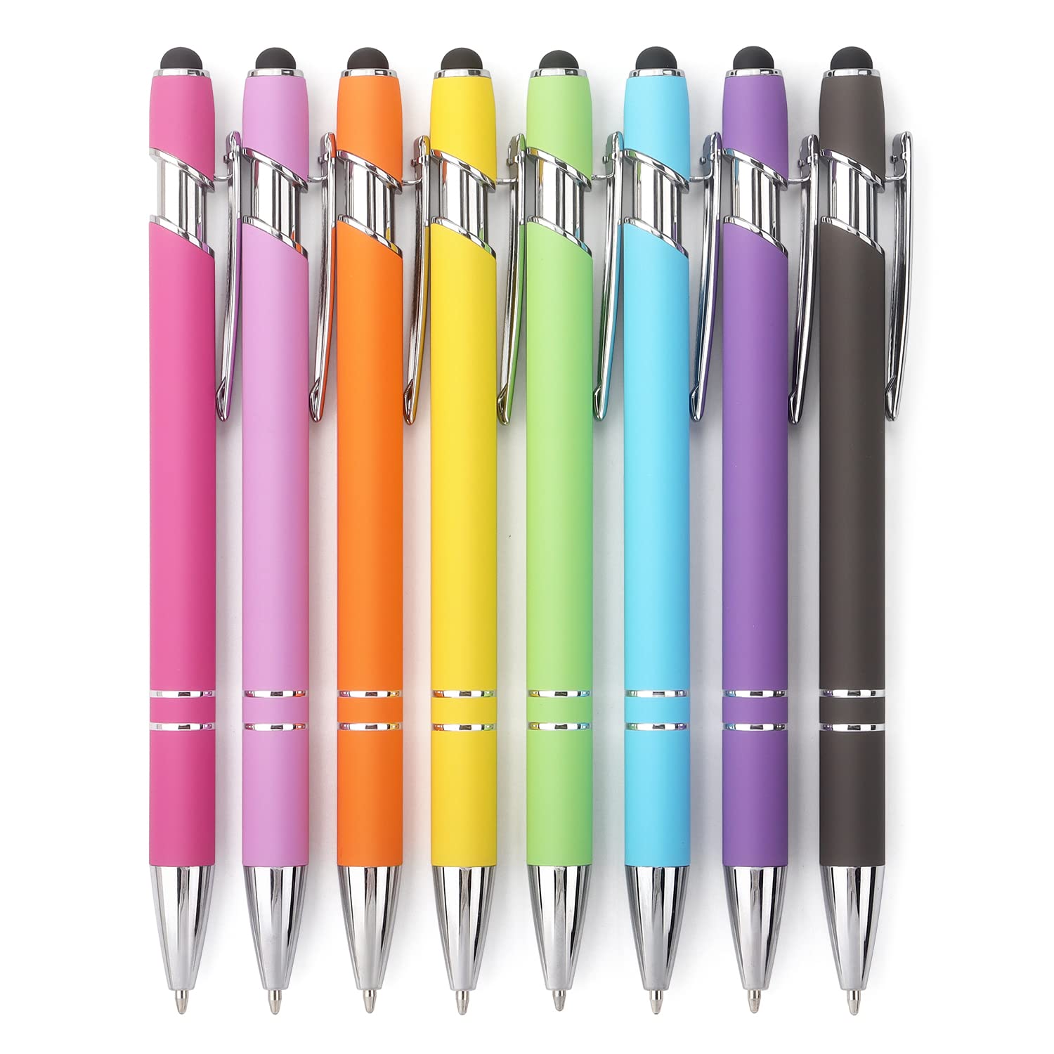 Photo 1 of Bribobo 8 Pack Ballpoint Pen 2-in-1 Stylus Retractable Ballpoint Pen with Stylus tip, Metal Stylus Pen for Touch Screens, 1.0 mm Black Ink(Mixed Color)