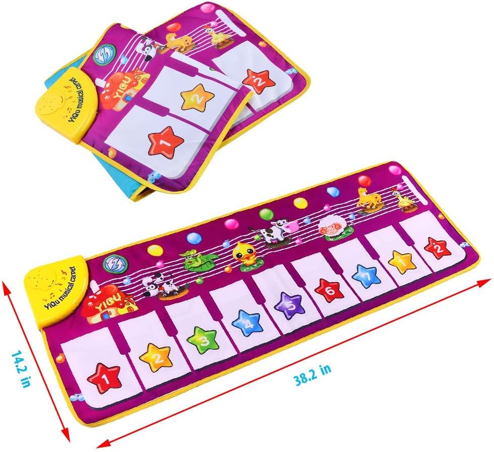 DITHIN SGDD Piano Musical Mat, Musical Piano Keyboard Dance Mat Baby Touch Play Mat Early Education Toys for Little Boys Girls Babies Toddlers Birthday Xmas Presents for 1-4 Year Old Kids: Toys & Games