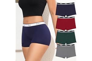 Breathable Cotton Boyshorts Underwear for Women - Low Rise Briefs Soft Comfortable Panties
