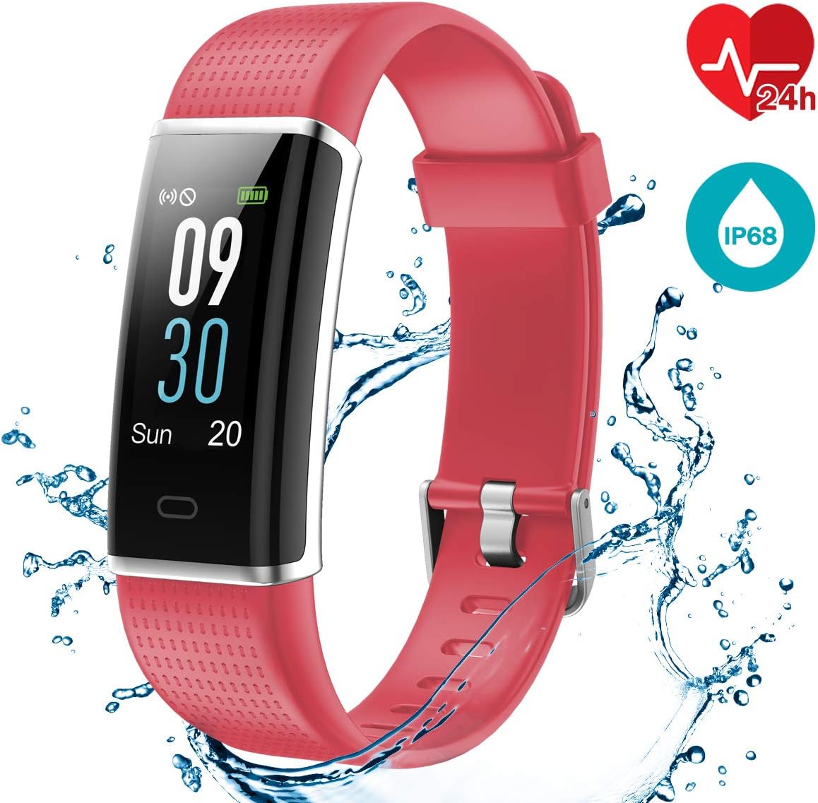 Fitness Tracker [Colour Screen], LATEC Heart Rate Monitor Activity Tracker Wristband Watch Waterproof IP68 with Sleep Monitor Pedometer 14 Exercise Mode Weather Display Call SMS SNS Push Remote Camera