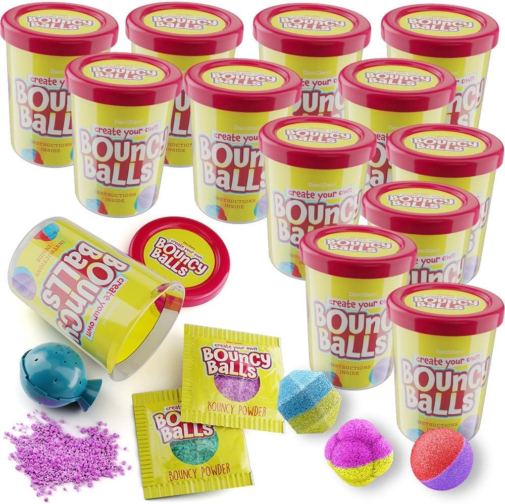 Make Your Own Bouncy Ball Kit - 12 Individual Kits - Science Party Favors - Cool Birthday Parties Activities for Kids - Create 12 Balls - Fun DIY Arts and Crafts for Kids Bulk - STEM Craft Projects: Toys & Games