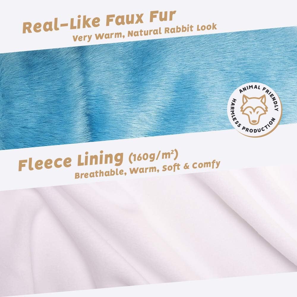 Futrzane Faux Fur Winter Gloves for Women - Rabbit Fur Lined Natural Mittens (White) at  Women’s Clothing store