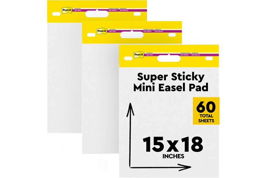 Post-it Self-Stick Mini Easel Pad, 15 in x 18 in, 20 Sheets/Pad, 3 Pads, Great for Virtual Teachers and Students (577-3PK)