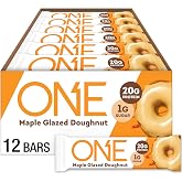 ONE Maple Glazed Doughnut Protein Bars, 20g Protein, Gluten Free, 12 ct | 20g Protein, 1g Sugar, Protein Snack for Breakfast, Workout and Travel, 12 Snack Bars with Whey Protein Isolate