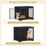 Hzuaneri Dog Crate Furniture 81 cm Double Door Barn Door Anti-Chew Black view 7