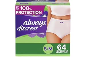 Always Discreet Adult Incontinence & Postpartum Underwear For Women, Size Small/Medium, Maximum Absorbency, Disposable, 32 Count x 2 Packs (64 Count total) (Packaging May Vary)