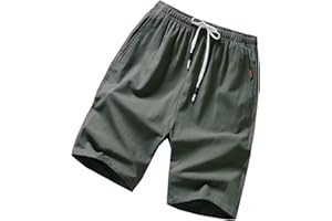 GUNLIRE Big Boy's Linen Shorts Summer Drawstring Elastic Waist Casual Shorts for Boys with Pockets