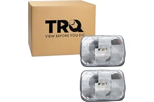 TRQ 2 Piece Headlight Assembly Set Rectangular Driver & Passenger Side Compatible with Chevrolet, Chevy, Dodge, Ford, GMC, Mazda, Mercury, Mitsubishi, Toyota GM2500110 GM2500112 GM2500141 GM2501141