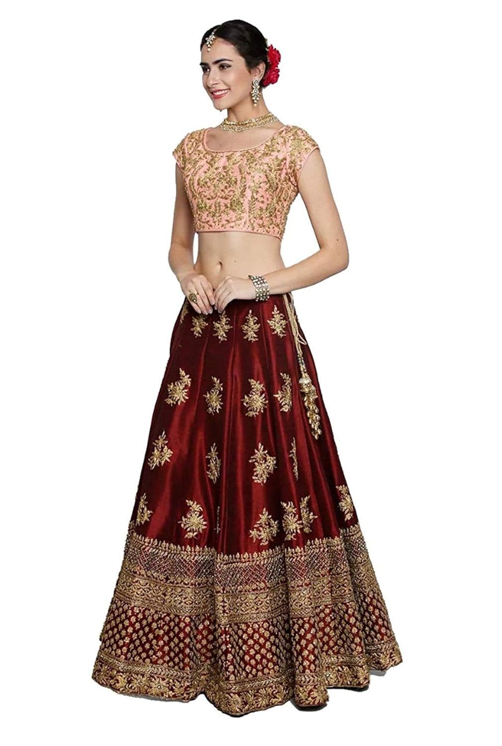 jeet fashion embroidered lehenga choli (red)