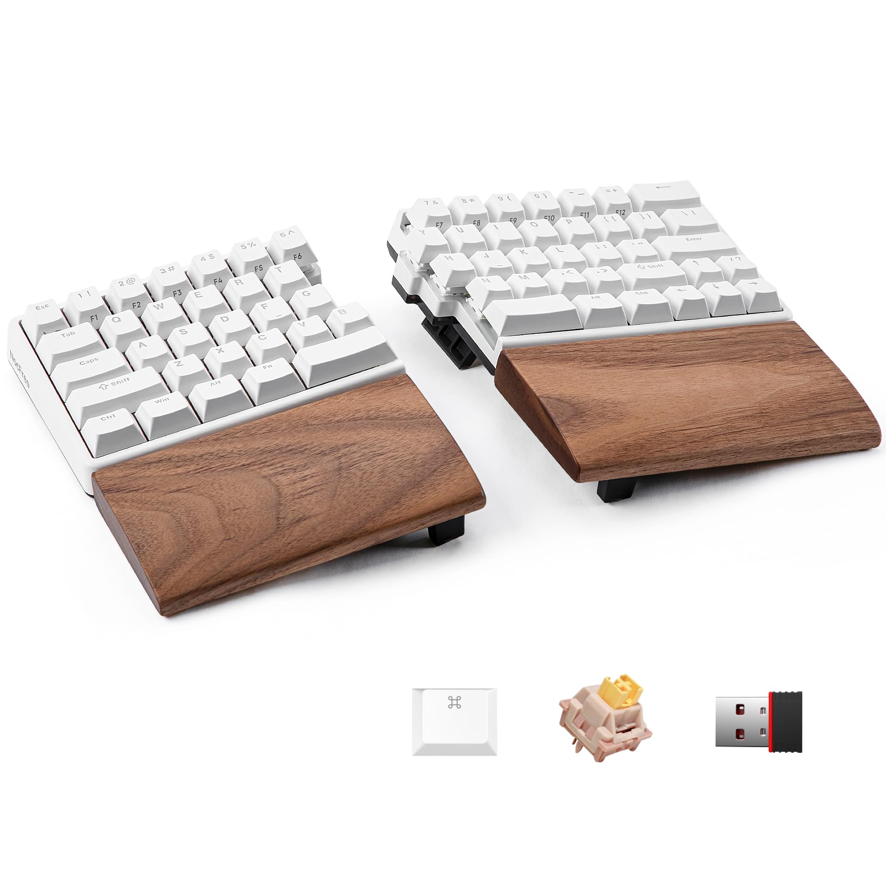 Photo 1 of NocFree Wireless Ergonomic Split Mechanical Keyboard with Wrist Rest- Silent, RGB, Foam, Hot-Swappable, Compact 60% Layout, Palm Rest, Programmable for Mac & Windows, PBT Keycaps