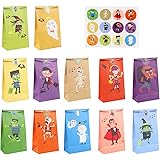 KIMOBER 36pcs Halloween Paper Gift Candy Bags,Trick or Treat Goodie Bags With Sticker For Halloween Party Favor Supplies