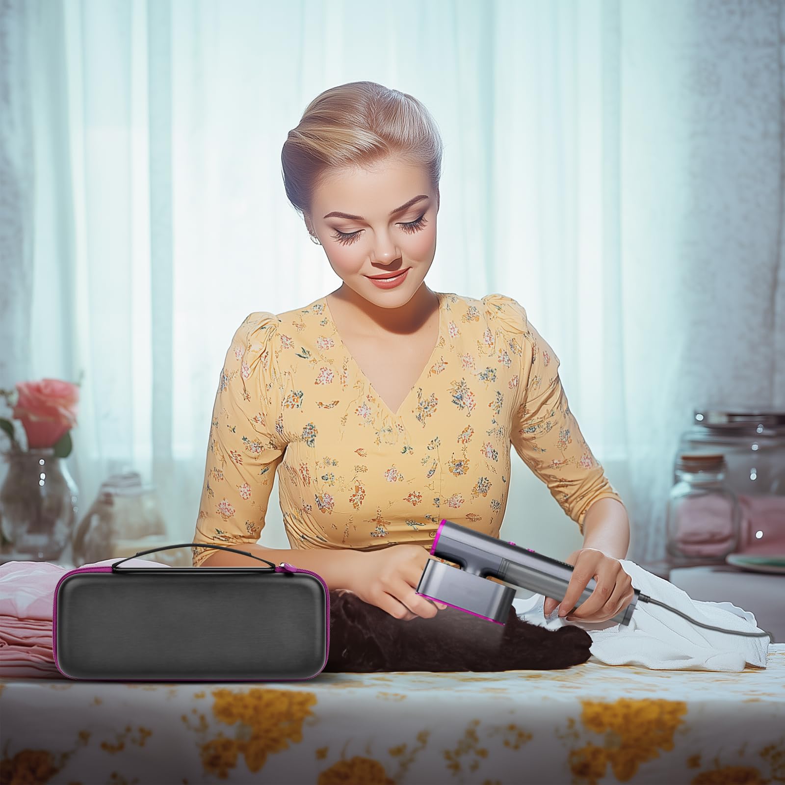 Steamer Case Compatible with Jack & Rose/for FEPPO/for Nesugar/for Kssvzz Portable Steamers, Handheld Iron Carrying Storage Bag Organizer with Mesh Pocket for Accessories-Box Only