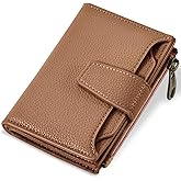 Airkit Small Wallet Women RFID Blocking Soft Leather Bifold Compact Card Holder Wallet for Women with Zipper Coin Pocket 4 ID Window