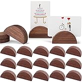 Colingmill 24 Pcs Large Size Stable Wooden Table Number Holders 2. 4 Inch Wedding Table Name Stand Semicircular Design Place Card Holder Office Tag Photo Menu Banquet Birthday Party Restaurant(Walnut)