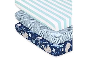The Peanutshell 3-Pack Fitted Playard Sheets - Soft & Breathable Baby Boy or Girl Mini Crib Sheets, Pack N Play Mattress, Fit