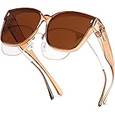 FEISEDY Polarized Sunglasses Fit Over Glasses for Men Women, Oversized Square Sun Glasses UV400 Protection Shades B4187