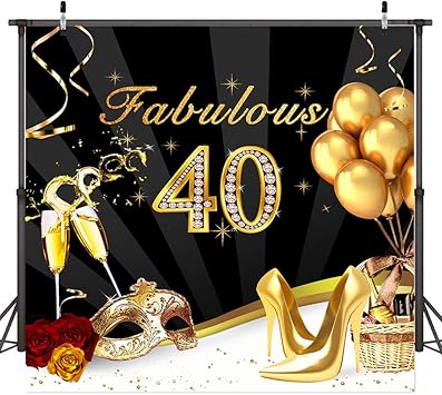 Amazon Com Riyidecor Fabulous 40th Birthday Backdrop Gold High