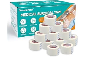 General Medi Soft Paper Surgical Tape 1" x 10.9 Yards, Gentle Adhesion (12 Rolls)