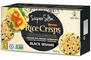 Superslim Brown Rice Crisps - Black Sesame, Gluten Free, GMO Free, 100g (Pack of 12)