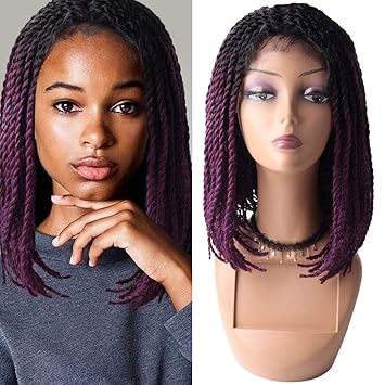 Amazon Com Newshair 16 Inch Senegalese Twist Bob Lace Front Wigs