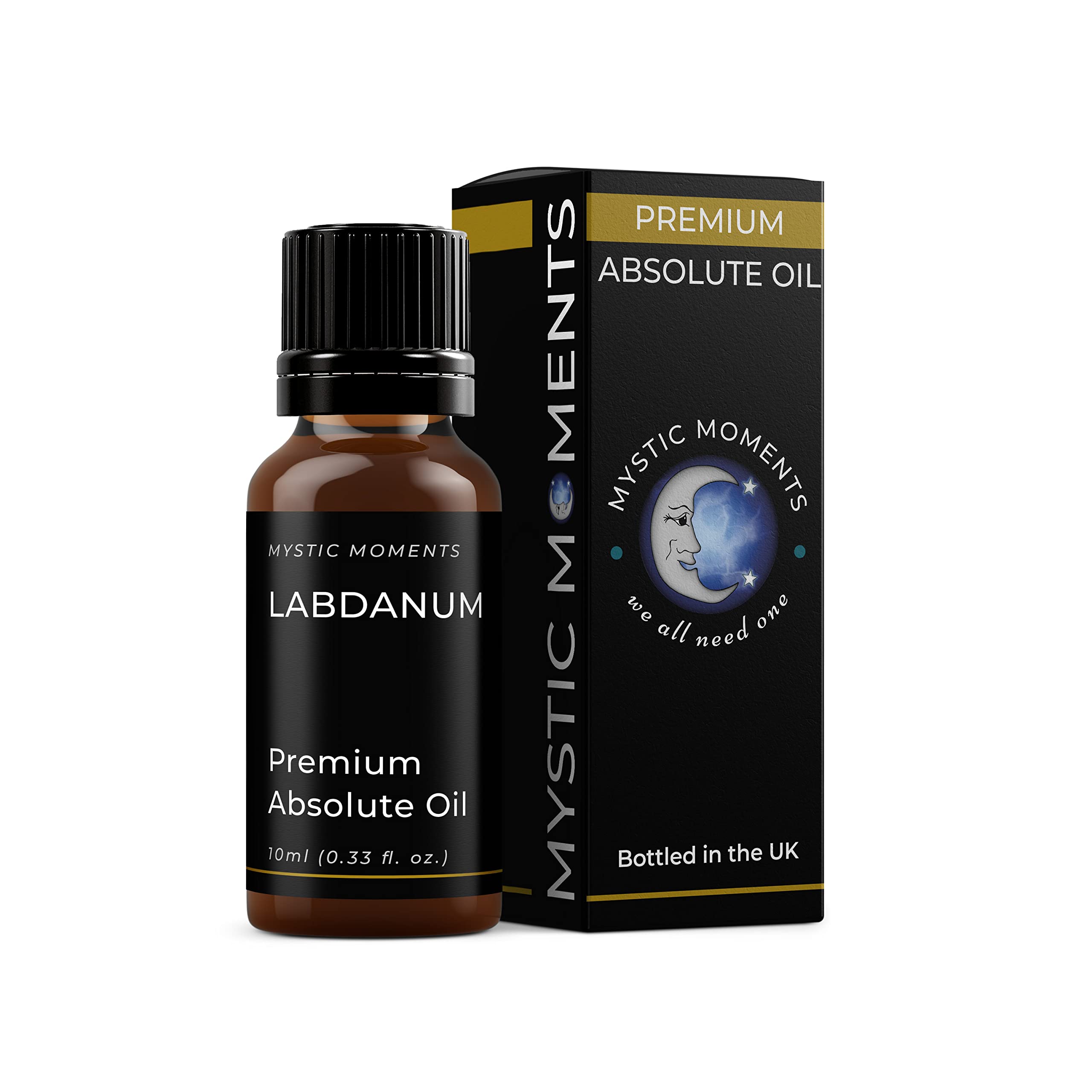 Mystic Moments | Labdanum Absolute Oil 10ml | Cistus ladanifer | Rich Sweet Resinous Aroma | Solvent Extracted | Natural Fixative for Perfumery | Very Thick Consistency | Used in Skincare & Blends