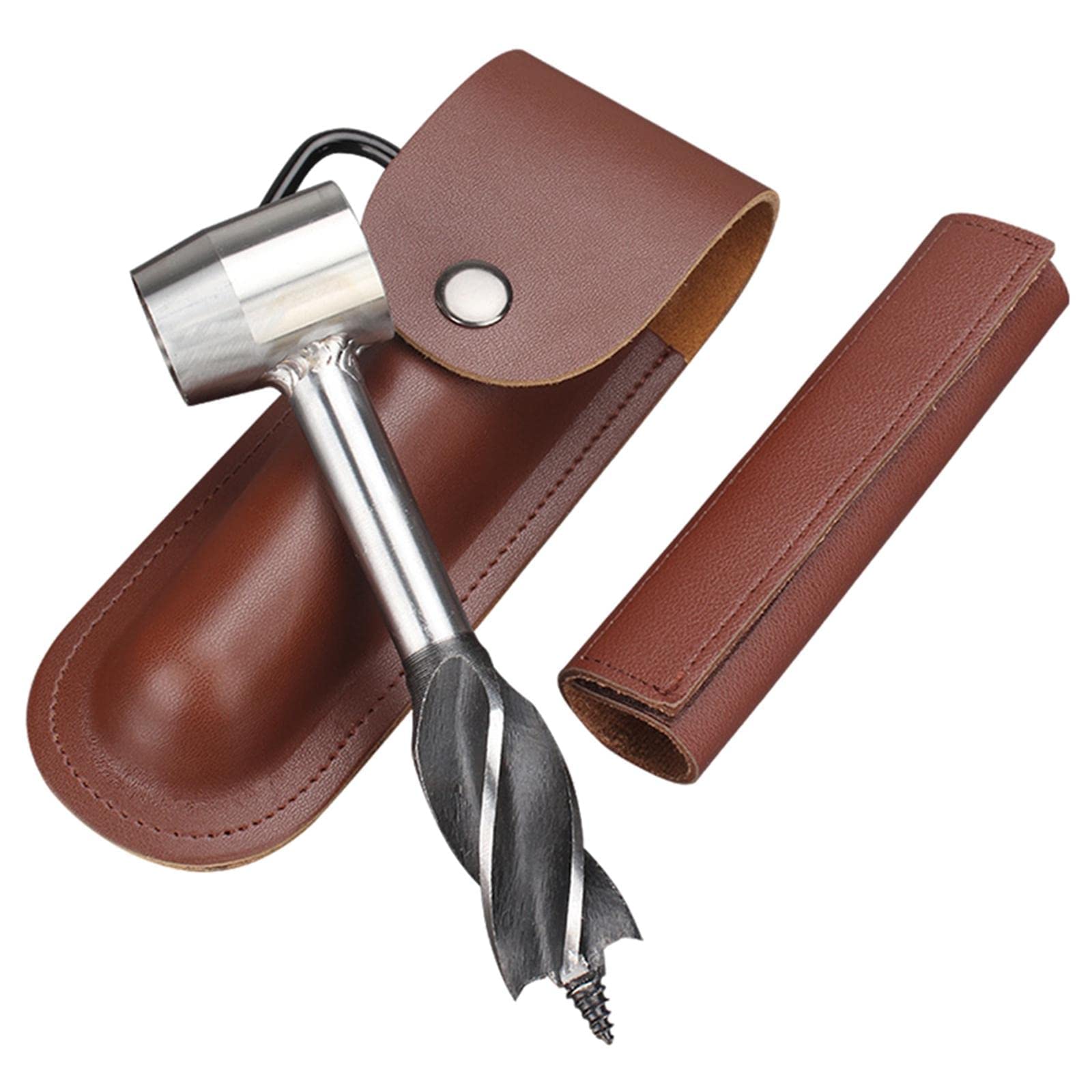 zalati Wood Drill Auger with Storage Bag for Camping and Outdoor Gear Tools Packs - Brown