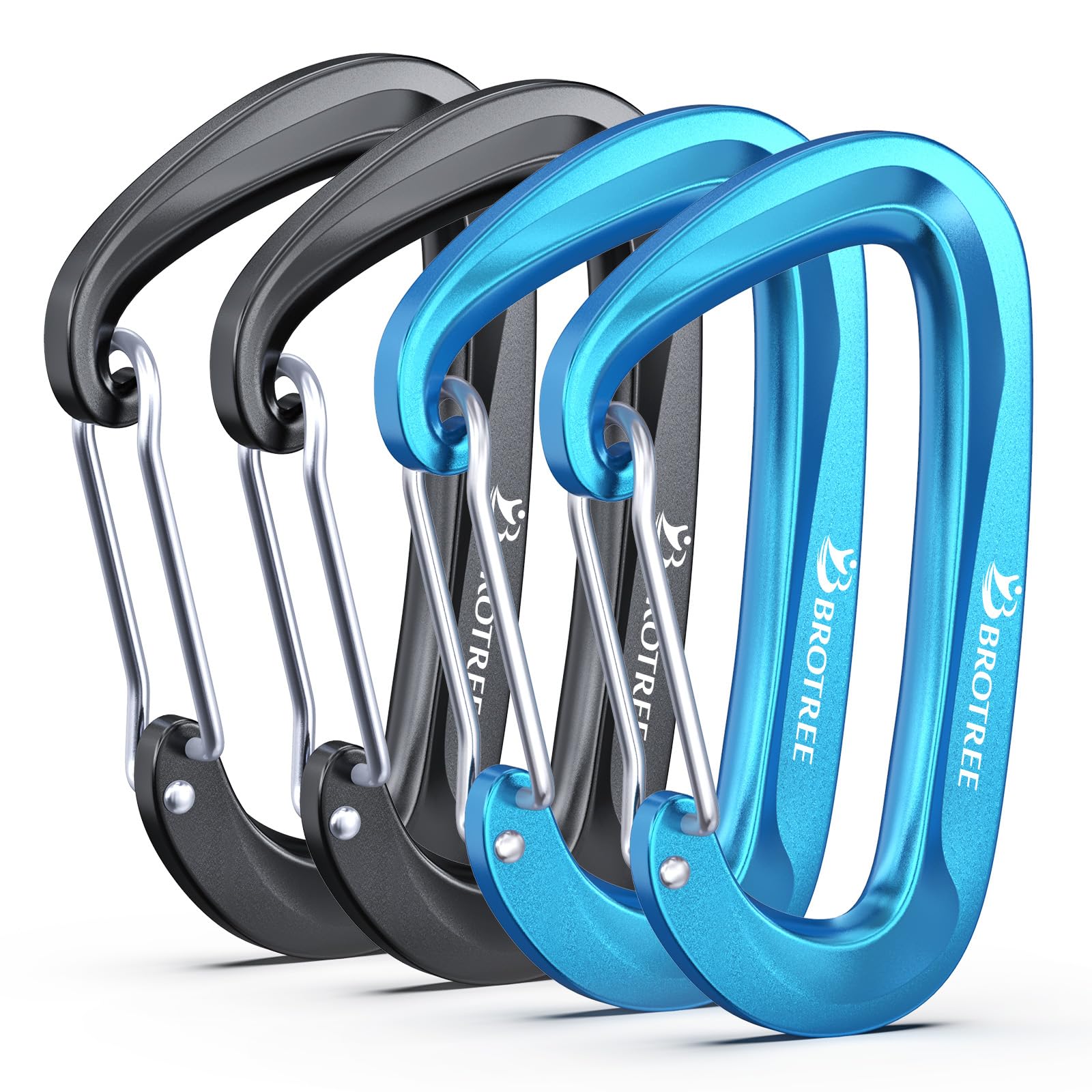 Brotree 12KN Carabiner Clips Heavy Duty Carabiners for Hammock, Camping, Hiking, Backpack and More (2 or 4 Packs)