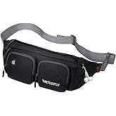 WATERFLY Fanny Pack Waist Bag: Travel Hip Pouch Bum Bag Plus Size Crossbody Fannie Pack Adjustable Belt Waistpack Phanny Fannypack for Man Woman Hiking Walking Jogging