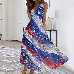 CHRATLHI 4th of July Dresses Sexy Party Maxi Summer