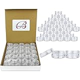 Beauticom 50 PCS 3G (3 Gram or 3 ML) High Quality Round CLEAR Screw Cap Lid with Clear Base empty Plastic Container Jars for Cosmetic Cream Pot Makeup Eye Shadow Nails Powder Jewelry (Quantity: 50 Pieces)