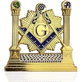Masonic Pillars Car Emblem Shining Square &amp; Compass Freemason auto Badge