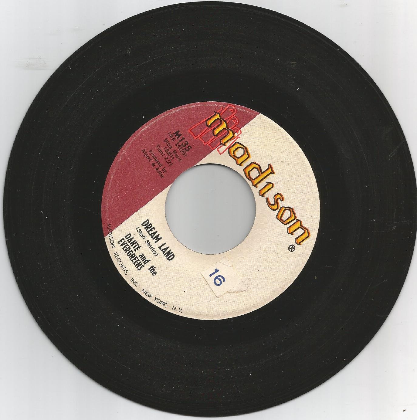 Dante And The Evergreens Dream Land Time Machine Vg 45 Rpm Amazon Com Music