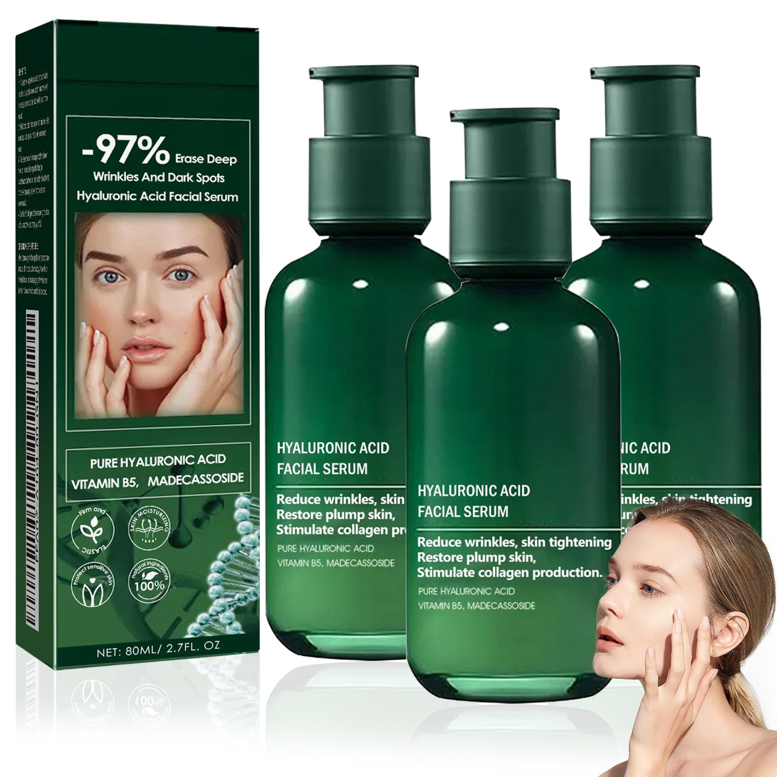 Nadiaen 3Pcs Skin Firming Serum, Skin Firming Rejuvenating Serum Lifting Face, Refreshing and Non Sticky, Skin Firming Rejuvenating Serum, Firming Serum Suitable for All Skin Types