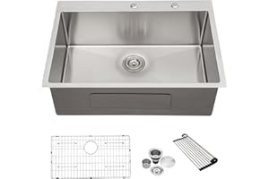 33 Stainless Steel Kitchen Sink - Lofeyo 33 x 22 Drop Sink Stainless Steel 16 Gauge Round Corner Single Bowl Drop In Topmount Kitchen Sink Basin