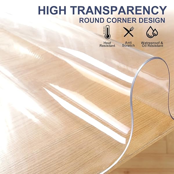 RECTANGULAR CLEAR TABLE PROTECTOR 18X30 INCH CRYSTAL TOP MAT TRANSPARENT WATERPROOF PAD PLASTIC DESK PROTECTOR FOR VANITY WRITING TV BENCH SOFA MAKE-UP MAT