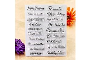 Kwan Crafts Words Merry Christmas Snowman Season's Greetings Clear Stamps for Card Making Decoration and DIY Scrapbooking