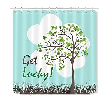 Amazon Com Lb Clover Shamrock Shower Curtain For Bathroom Lucky