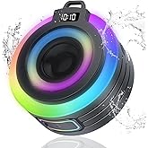 WXQZXO Bluetooth Shower Speaker, Portable Bluetooth Speaker Stereo Sound with Suction Cup/Lanyard, Built-in Mic, IPX7 Waterproof Wireless Speakers Bluetooth 5.4 for Bathroom/Party/Beach/Gift, Black