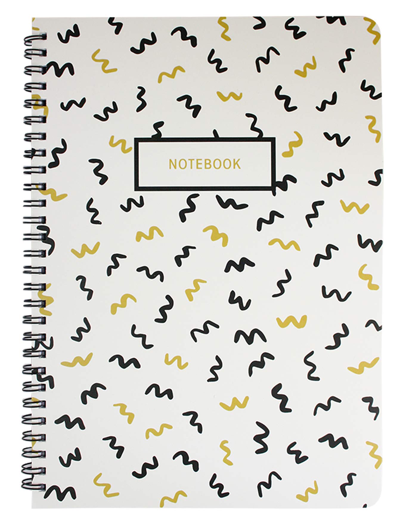 Emartbuy Black & Gold Doodle Hard Cover Spiral Exercise Book Diary Notebook Notepad Writing Journal Ruled B5 Size 80 Sheets (160 Pages) - Wiggles