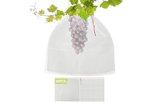 ENPOINT Fruit Covers Bags, 20PCS 20x20 Inch Sturdy Fruit Protection Bags with Drawstring, Netting Mesh Wrap Protect Vegetables, Tomatoes, Flowers