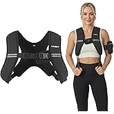 LIVEET Weighted Vest for Women Men, Soft Iron, Reflective Strips | Soft iron filling, washable, buckle fits 35.4-45.7in chest, reflective strips, arm pocket, for yoga jogging strength training