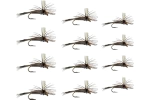 Feeder Creek Dry Fly Fishing Flies Adams Parachute Pattern - Hand Tied Size 12, 14, 16 (4 of Each Size) - for Trout and Other