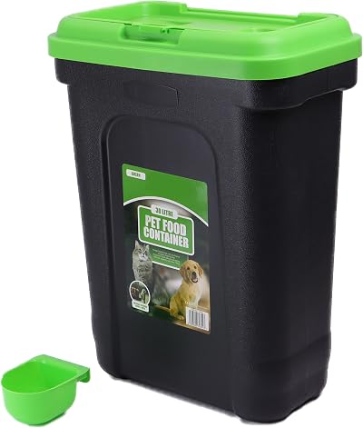 DIVCHI 30L Pet Food Storage Container with Flip Top Lid & Scoop Green 15 kg