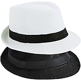 Soffpjy 1920s Men Fedora Hat Accessories 20s Men Gangster costume Accessories Short Brim Summer Beach Hat